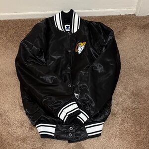 STARTER Black Varsity Jacket with White Accents
